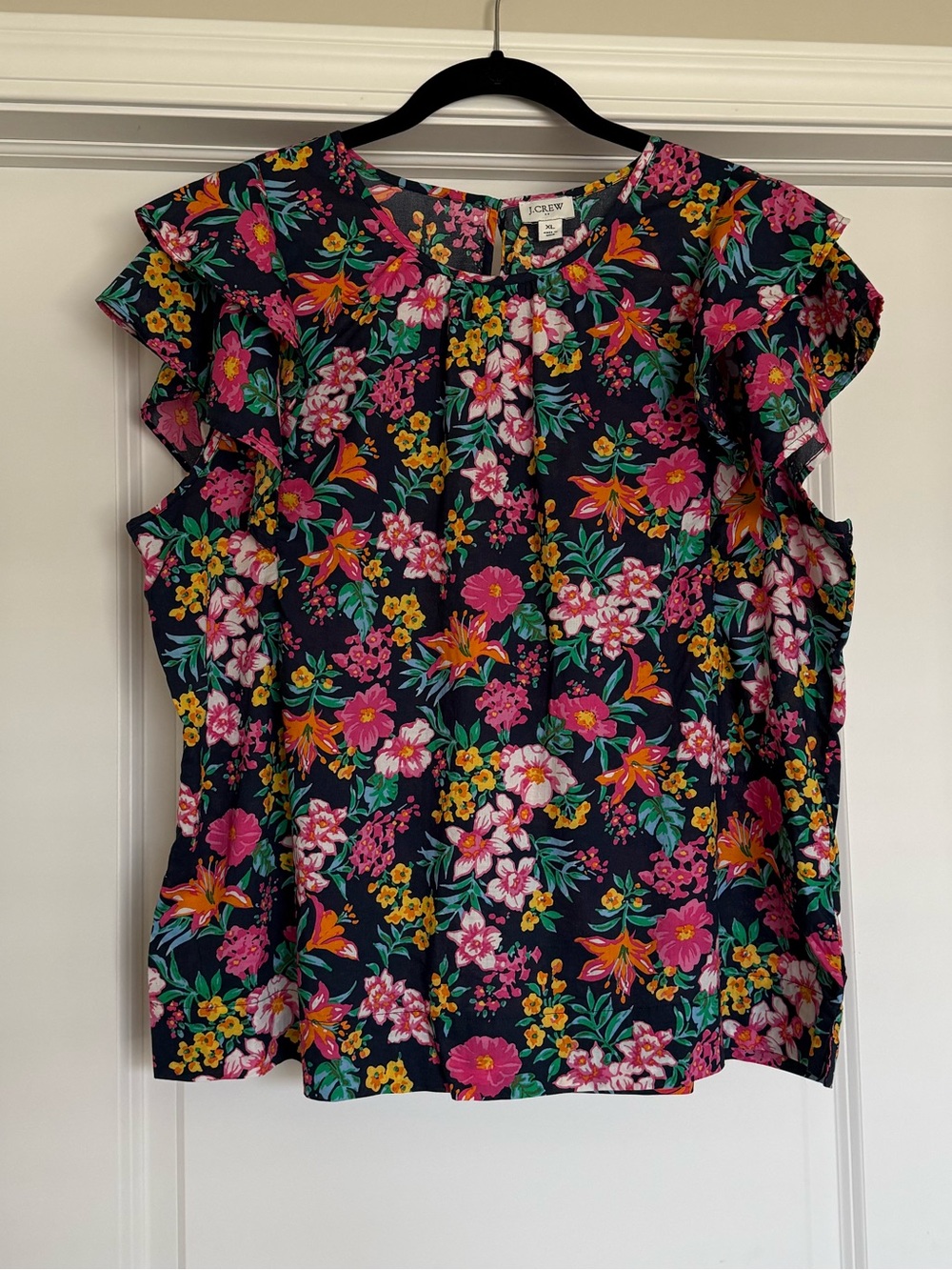 NWOT J. Crew Floral Flutter Sleeve Blouse | XL - Picture 2 of 9